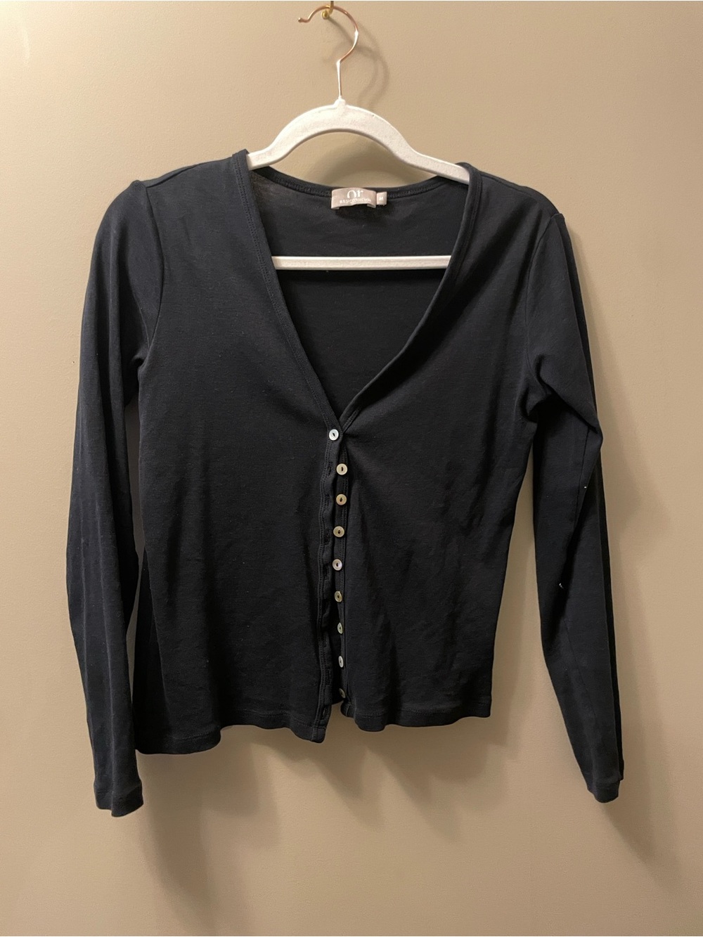 Women’s Black Button-Front Long Sleeve Top